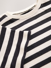 Black & White Stripe Girls Short Sleeve 100% Cotton T-Shirt (3mths-7yrs) - Image 7 of 8