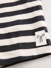 Black & White Stripe Girls Short Sleeve 100% Cotton T-Shirt (3mths-7yrs) - Image 8 of 8