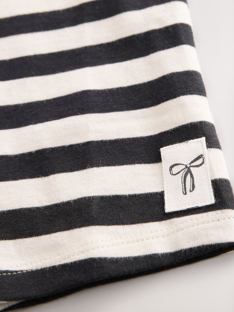 Black & White Stripe Girls Short Sleeve 100% Cotton T-Shirt (3mths-7yrs) - Image 8 of 8
