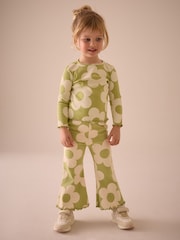 Green Flower Rib Long Sleeve T-Shirt (3mths-7yrs) - Image 2 of 8