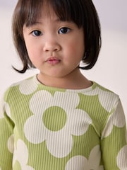 Green Flower Rib Long Sleeve T-Shirt (3mths-7yrs) - Image 4 of 8