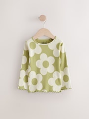 Green Flower Rib Long Sleeve T-Shirt (3mths-7yrs) - Image 5 of 8