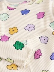 Cream Rainbow Flowers Rib Long Sleeve T-Shirt (3mths-7yrs) - Image 11 of 12