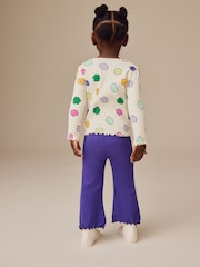 Cream Rainbow Flowers Rib Long Sleeve T-Shirt (3mths-7yrs) - Image 3 of 12