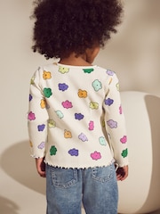 Cream Rainbow Flowers Rib Long Sleeve T-Shirt (3mths-7yrs) - Image 6 of 12