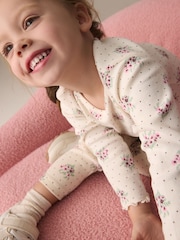 Cream Ditsy Floral Rib Long Sleeve T-Shirt (3mths-7yrs) - Image 2 of 9