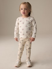 Cream Ditsy Floral Rib Long Sleeve T-Shirt (3mths-7yrs) - Image 3 of 9