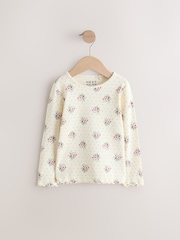 Cream Ditsy Floral Rib Long Sleeve T-Shirt (3mths-7yrs) - Image 5 of 9