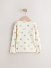 Cream Ditsy Floral Rib Long Sleeve T-Shirt (3mths-7yrs) - Image 6 of 9