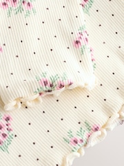 Cream Ditsy Floral Rib Long Sleeve T-Shirt (3mths-7yrs) - Image 8 of 9