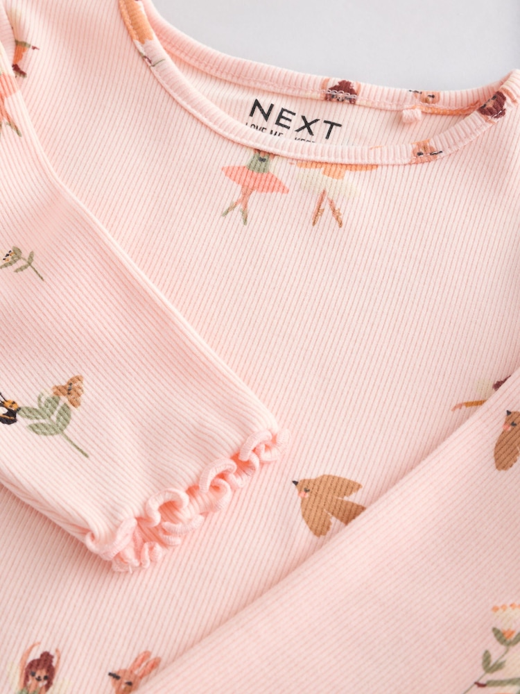 Rose motif fée - T-shirt côtelé à manches longues (3 mois à 7 ans) - Image 10 of 10