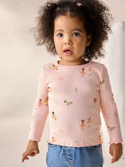 Rose motif fée - T-shirt côtelé à manches longues (3 mois à 7 ans) - Image 4 de 10