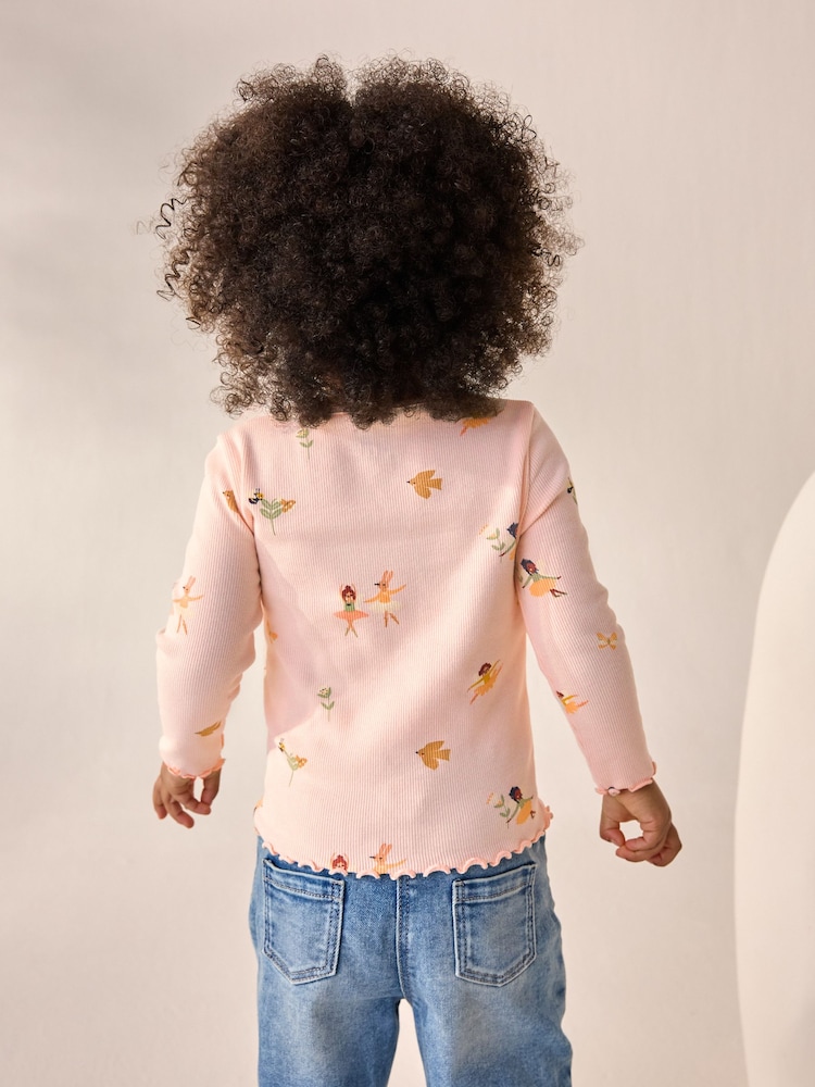 Rose motif fée - T-shirt côtelé à manches longues (3 mois à 7 ans) - Image 5 of 10