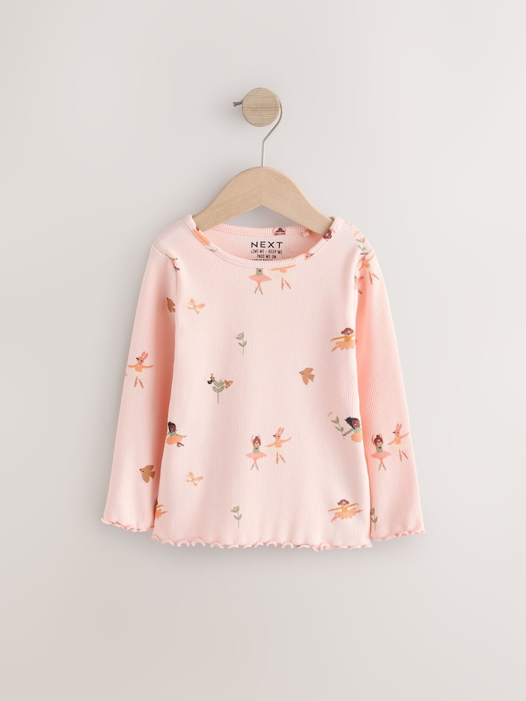 Rose motif fée - T-shirt côtelé à manches longues (3 mois à 7 ans) - Image 7 of 10