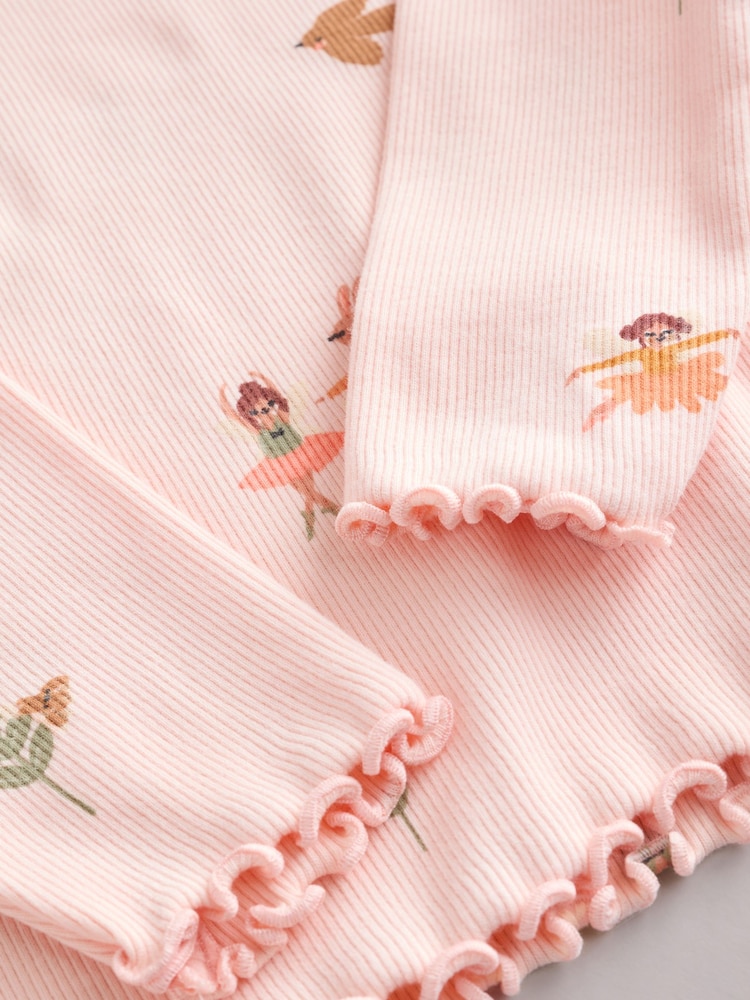 Rose motif fée - T-shirt côtelé à manches longues (3 mois à 7 ans) - Image 9 of 10