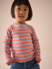 Orange/Purple Stripe Rib Long Sleeve T-Shirt (3mths-7yrs) - Image 1 of 7