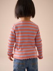 Orange/Purple Stripe Rib Long Sleeve T-Shirt (3mths-7yrs) - Image 3 of 7