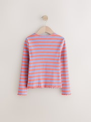 Orange/Purple Stripe Rib Long Sleeve T-Shirt (3mths-7yrs) - Image 5 of 7