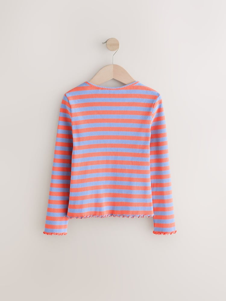 Orange/Purple Stripe Rib Long Sleeve T-Shirt (3mths-7yrs) - Image 5 of 7