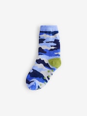 FatFace Blue Camo Fluffy Socks - Image 1 of 1