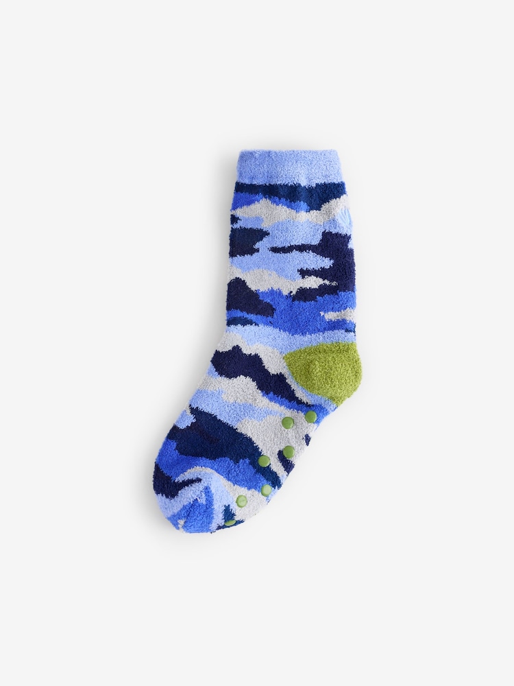 FatFace Blue Camo Fluffy Socks - Image 1 of 1