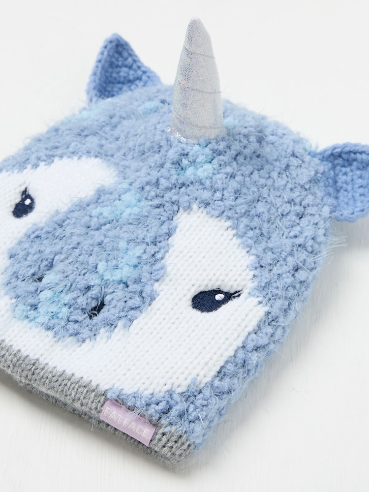 FatFace Blue Unicorn Beanie Hat - Image 2 of 2