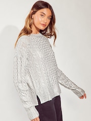 Friends Like These Grey Foil Cable Jumper - Image 3 of 4