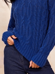 Friends Like These Blue High Neck Cable Jumper - Image 3 of 4