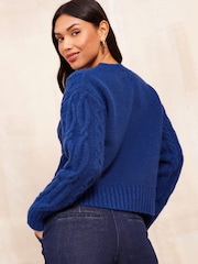 Friends Like These Blue High Neck Cable Jumper - Image 4 of 4