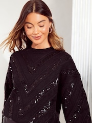 Friends Like These Black Chevron Sequin Jumper - Image 3 of 4