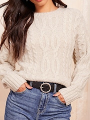 Friends Like These Grey High Neck Cable Jumper - Image 1 of 4