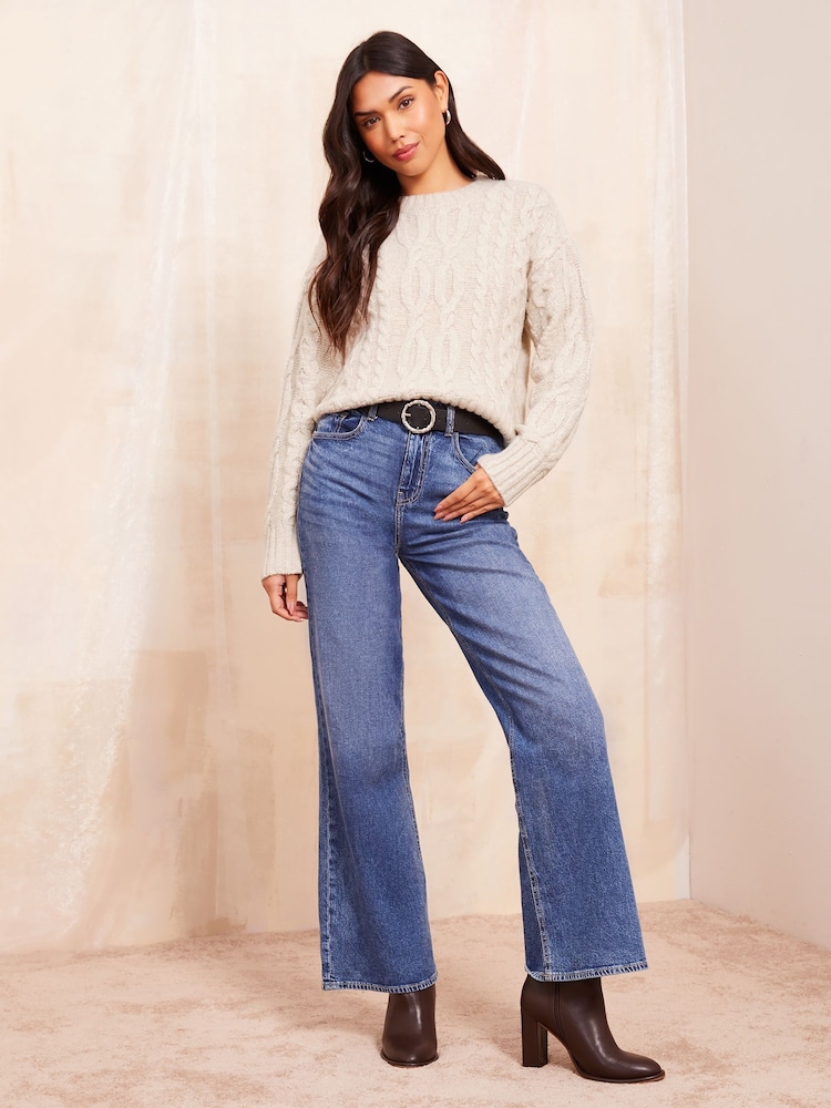 Friends Like These Grey High Neck Cable Jumper - Image 2 of 4