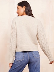 Friends Like These Grey High Neck Cable Jumper - Image 4 of 4
