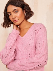 Friends Like These Pink Pointelle Stitch Detail Jumper - Image 1 of 4