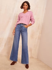 Friends Like These Pink Pointelle Stitch Detail Jumper - Image 2 of 4