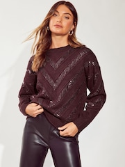 Friends Like These Purple Chevron Sequin Jumper - Image 1 of 4