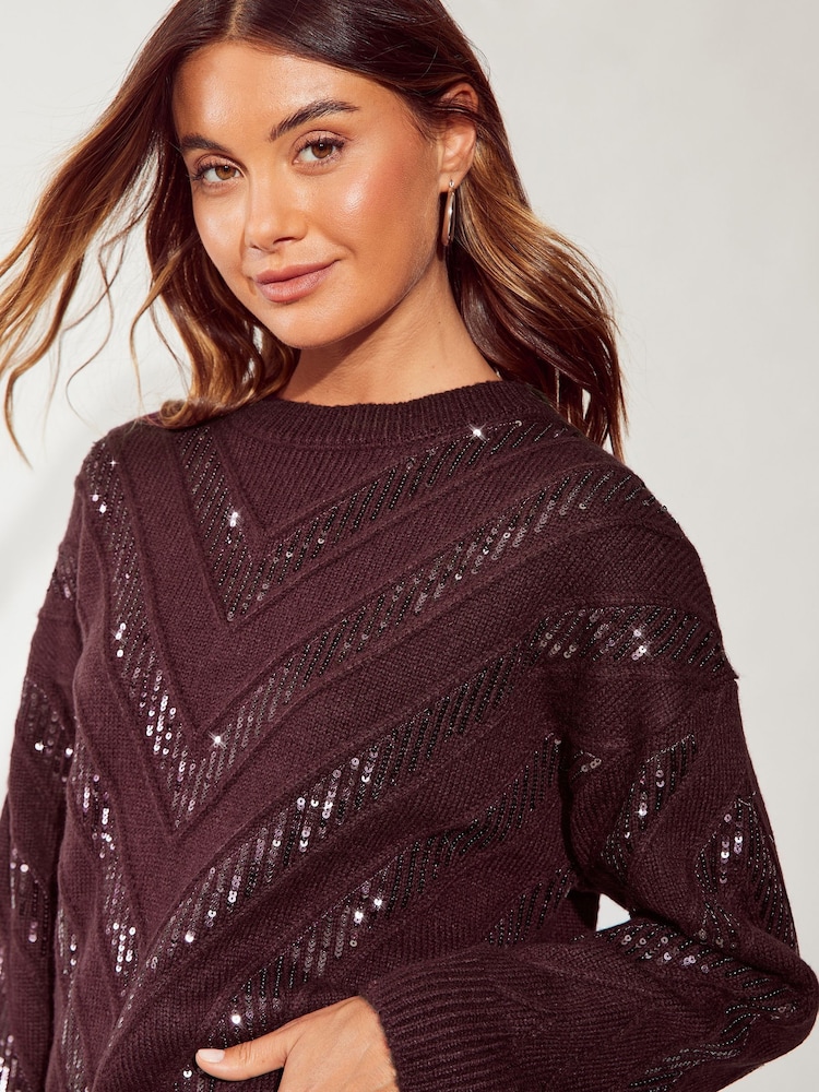 Friends Like These Purple Chevron Sequin Jumper - Image 2 of 4