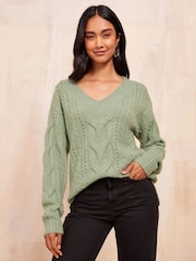 Friends Like These Green Pointelle Stitch Detail Jumper - Image 1 of 4