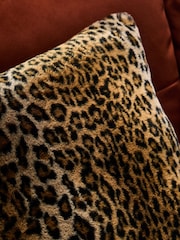 Black Faux Leopard Print Faux Fur Cushion - Image 2 of 5
