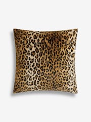 Black Faux Leopard Print Faux Fur Cushion - Image 3 of 5