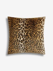 Black Faux Leopard Print Faux Fur Cushion - Image 4 of 5