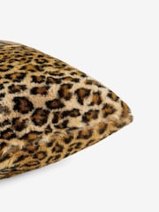 Black Faux Leopard Print Faux Fur Cushion - Image 5 of 5