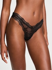 Victoria's Secret Black Thong Rose Lace Knickers - Image 1 of 3