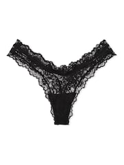Victoria's Secret Black Thong Rose Lace Knickers - Image 3 of 3
