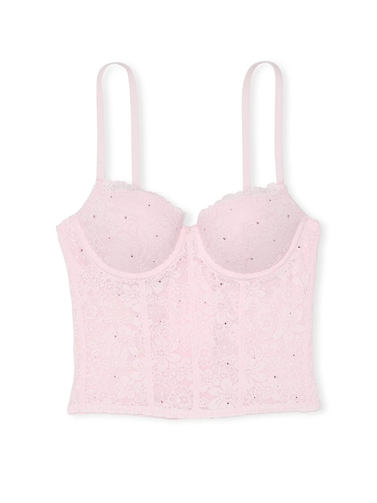 Victoria's Secret PINK Pink Tulip Diamante Lace Lightly Lined Balcony Corset Top - Image 3 of 3
