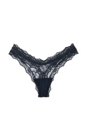 Victoria's Secret Dark Twilight Blue Thong Rose Lace Knickers - Image 4 of 4
