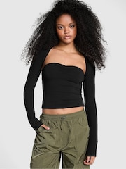 Victoria's Secret PINK Black Cotton Balero Long Sleeve T-Shirt - Image 1 of 3