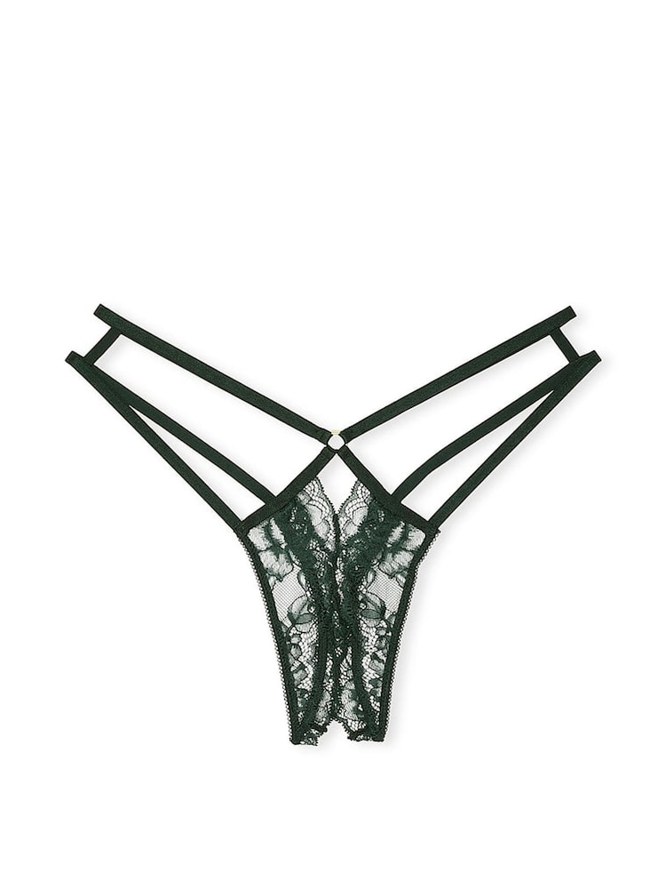 Victoria's Secret Botanical Green Rose Lace Crotchles Thong Knickers - Image 3 of 3