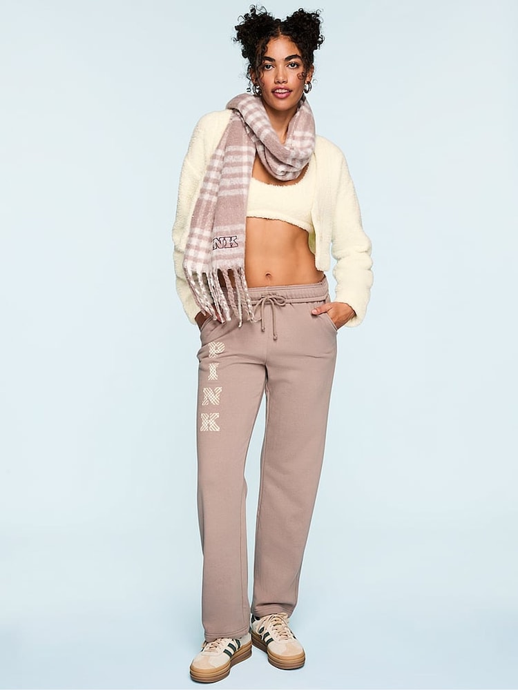 Victoria's Secret PINK Iced Coffee Brown Straight Leg Fleece Joggers - Image 1 of 4