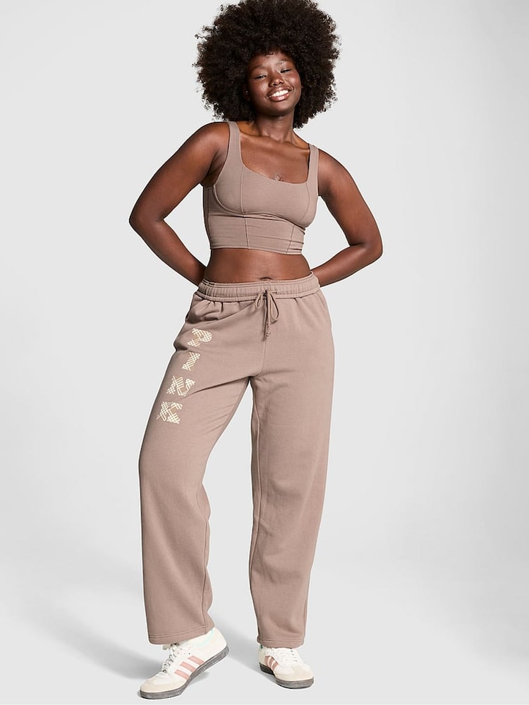 Victoria's Secret PINK Iced Coffee Brown Straight Leg Fleece Joggers - Image 2 of 4